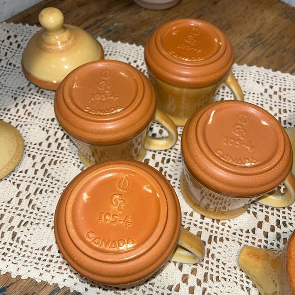 💛 VINTAGE BEAUCE CERAMIC SET – MUSTARD GLAZE – 7 PCS - Picture 4 of 9
